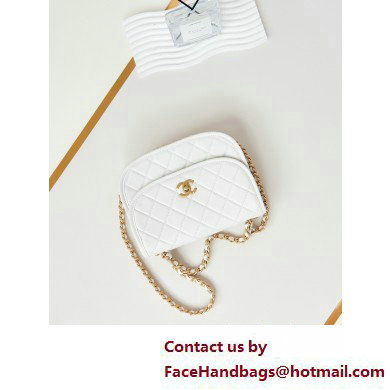 Chanel Calfskin  &  Gold-Tone Metal Messenger Bag AS4845 White 2025